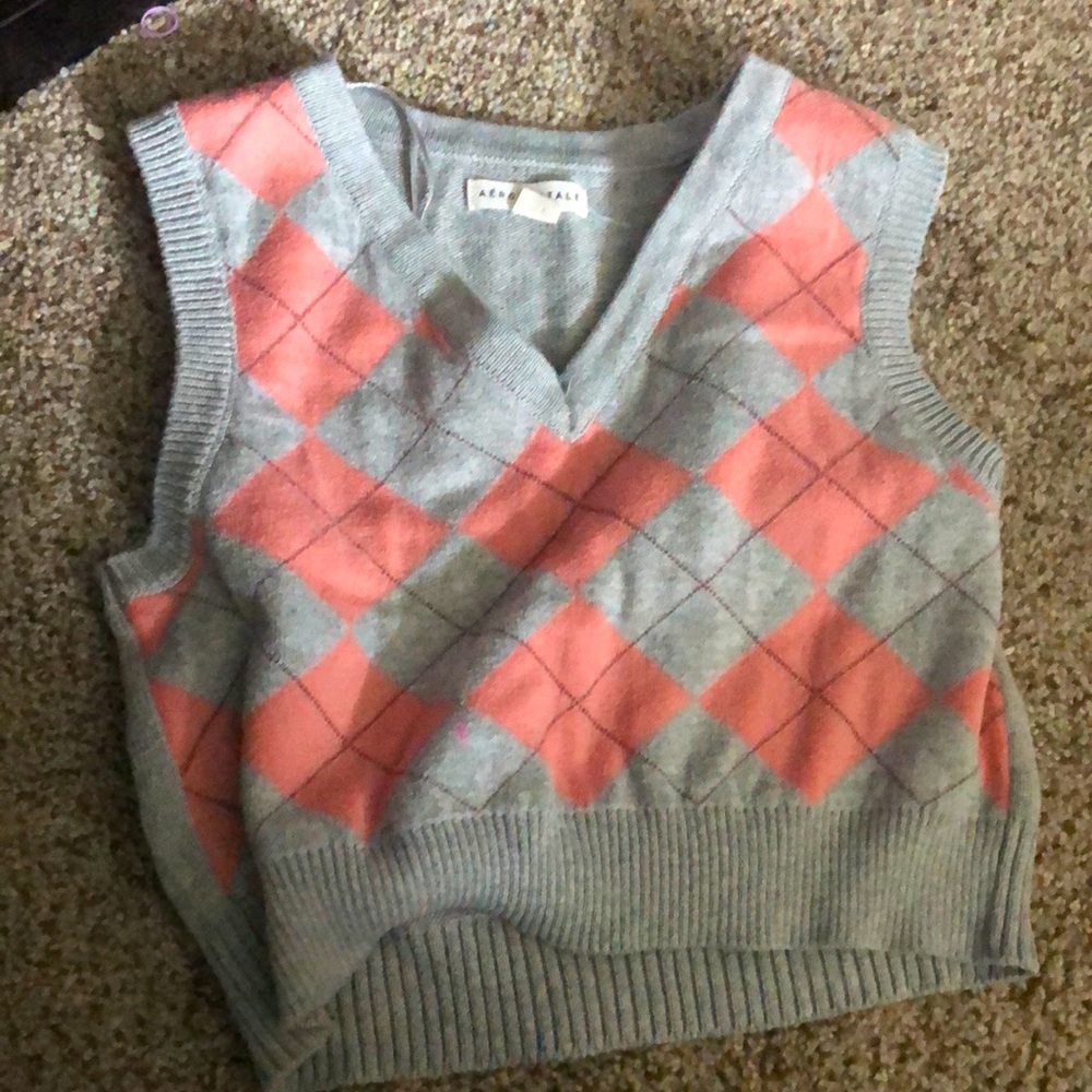 Pink and grey sweater vest